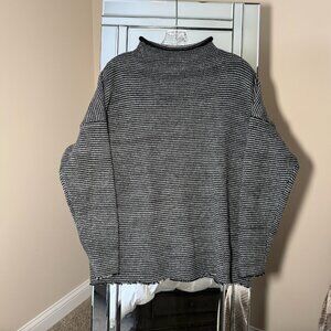 American Eagle Black Grey Knit Mock Neck Sweater long sleeve top shirt size XL